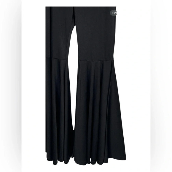 LYANER Casual High Waist Ruffle Flare Pants Wide Leg Solid Stretchy Bell Bottom - Picture 8 of 14